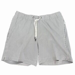 Onia The Charles Swim Trunks Men's M Gray Striped Liner Zip Pocket 5" Inseam